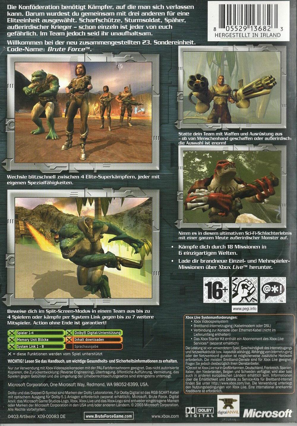Brute Force - Xbox Rückseite