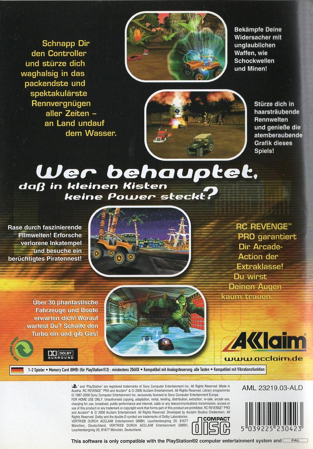 RC Revenge Pro - PlayStation 2 Rückseite