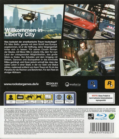 Grand Theft Auto IV - PlayStation 3 Rückseite