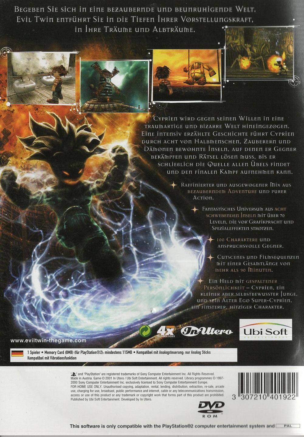 Evil Twin: Cyprien's Chronicles - PlayStation 2 Rückseite