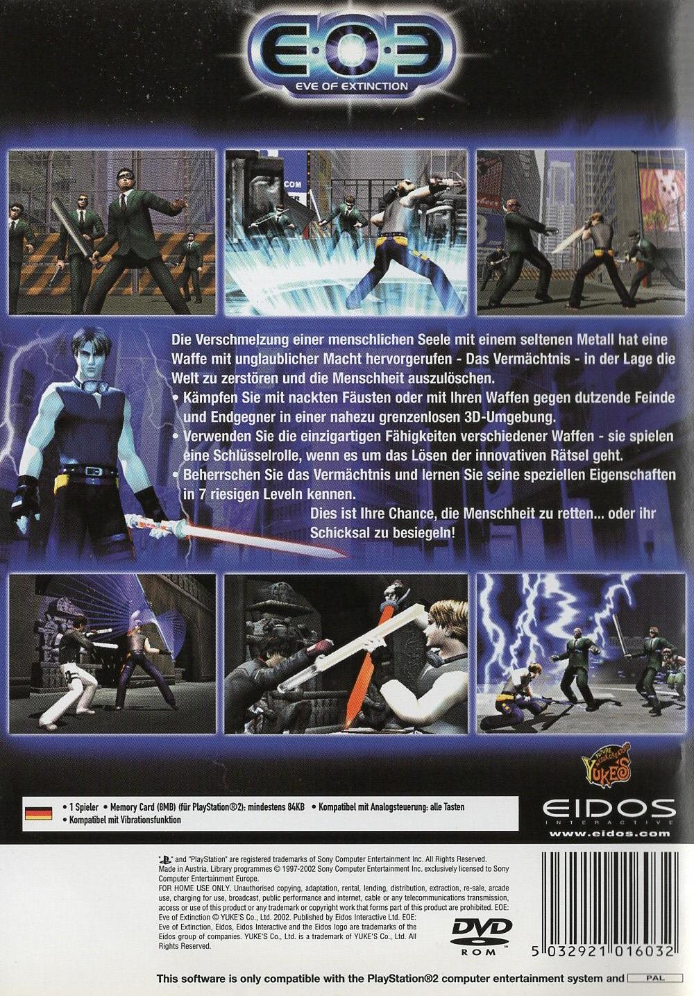 EOE: Eve of Extinction - PlayStation 2 Rückseite