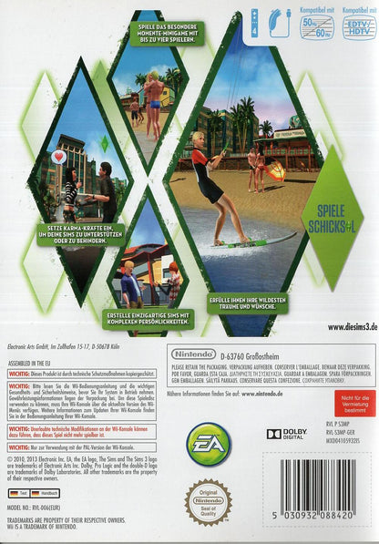 Die Sims 3 - Nintendo Wii Rückseite