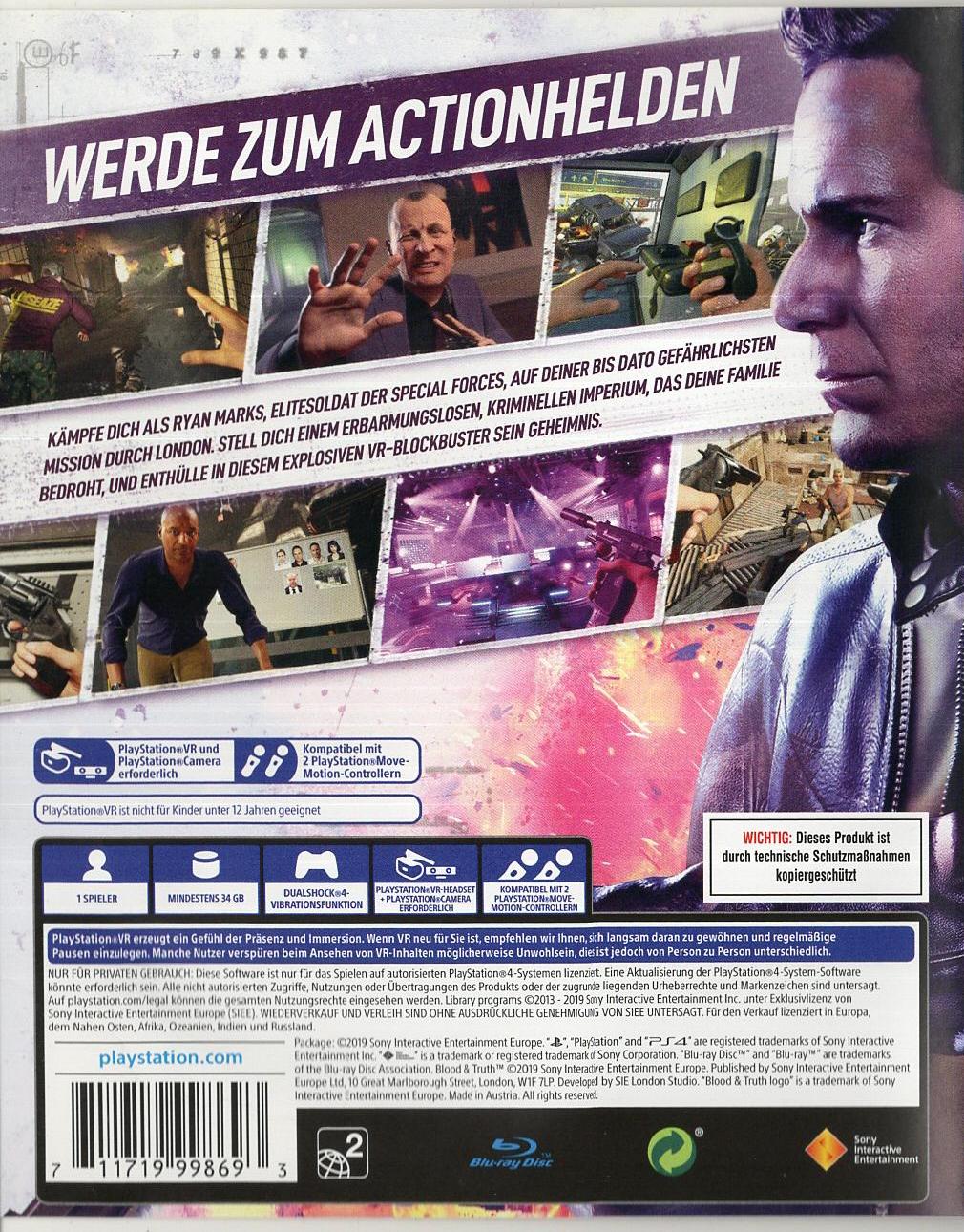 Blood & Truth - PlayStation 4 Rückseite