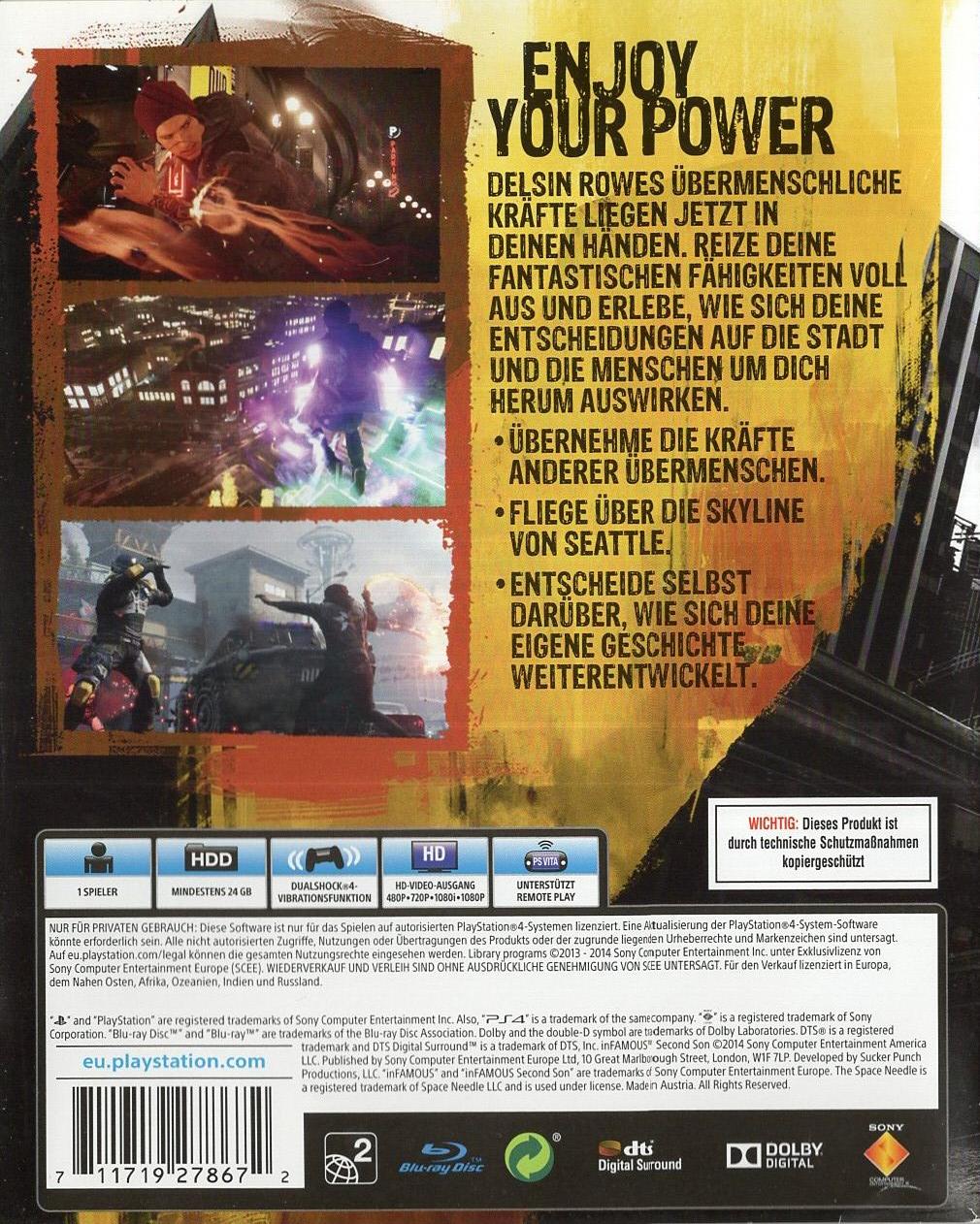 inFAMOUS: Second Son - PlayStation 4 Rückseite