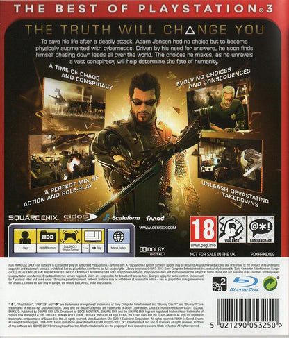 Deus Ex: Human Revolution - PlayStation 3 Rückseite