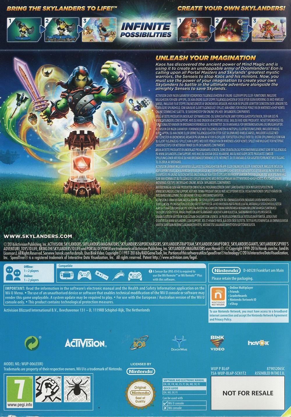 Skylanders Imaginators - Nintendo Wii U Rückseite