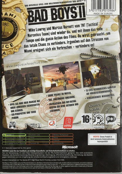 Bad Boys II - Xbox Rückseite