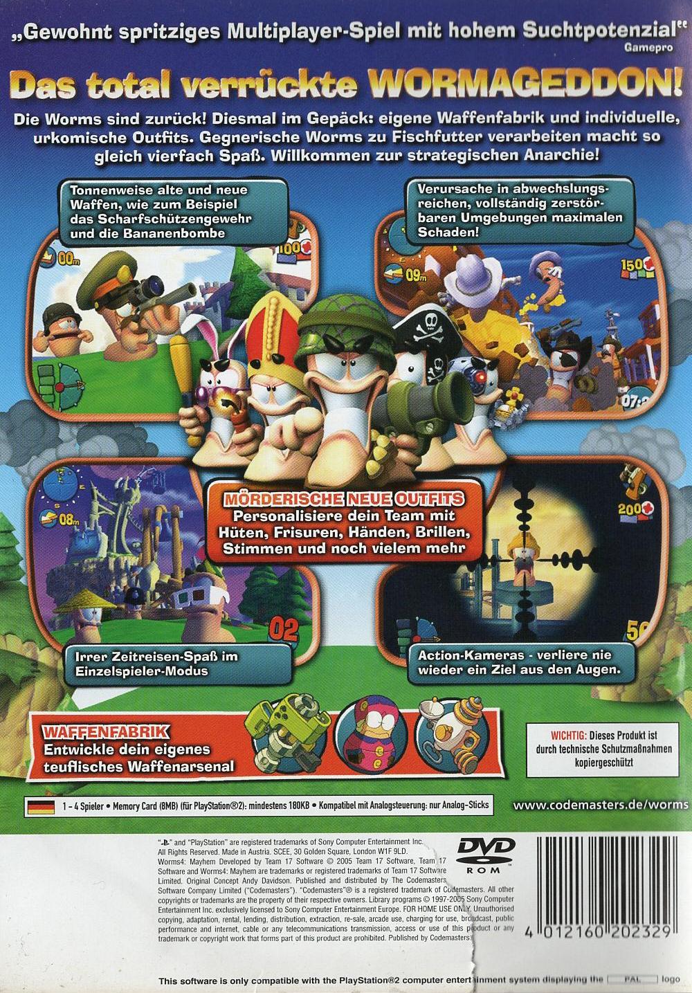 Worms 4: Mayhem - PlayStation 2 Rückseite