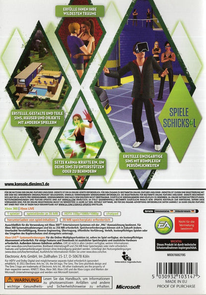 Die Sims 3 - Xbox 360 Rückseite