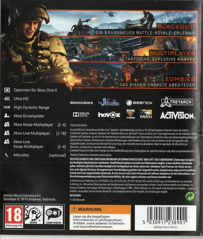 Call of Duty: Black Ops 4 - Xbox One Rückseite