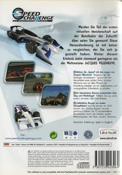 Speed Challenge: Jacques Villeneuve's Racing Vision - PlayStation 2 Rückseite