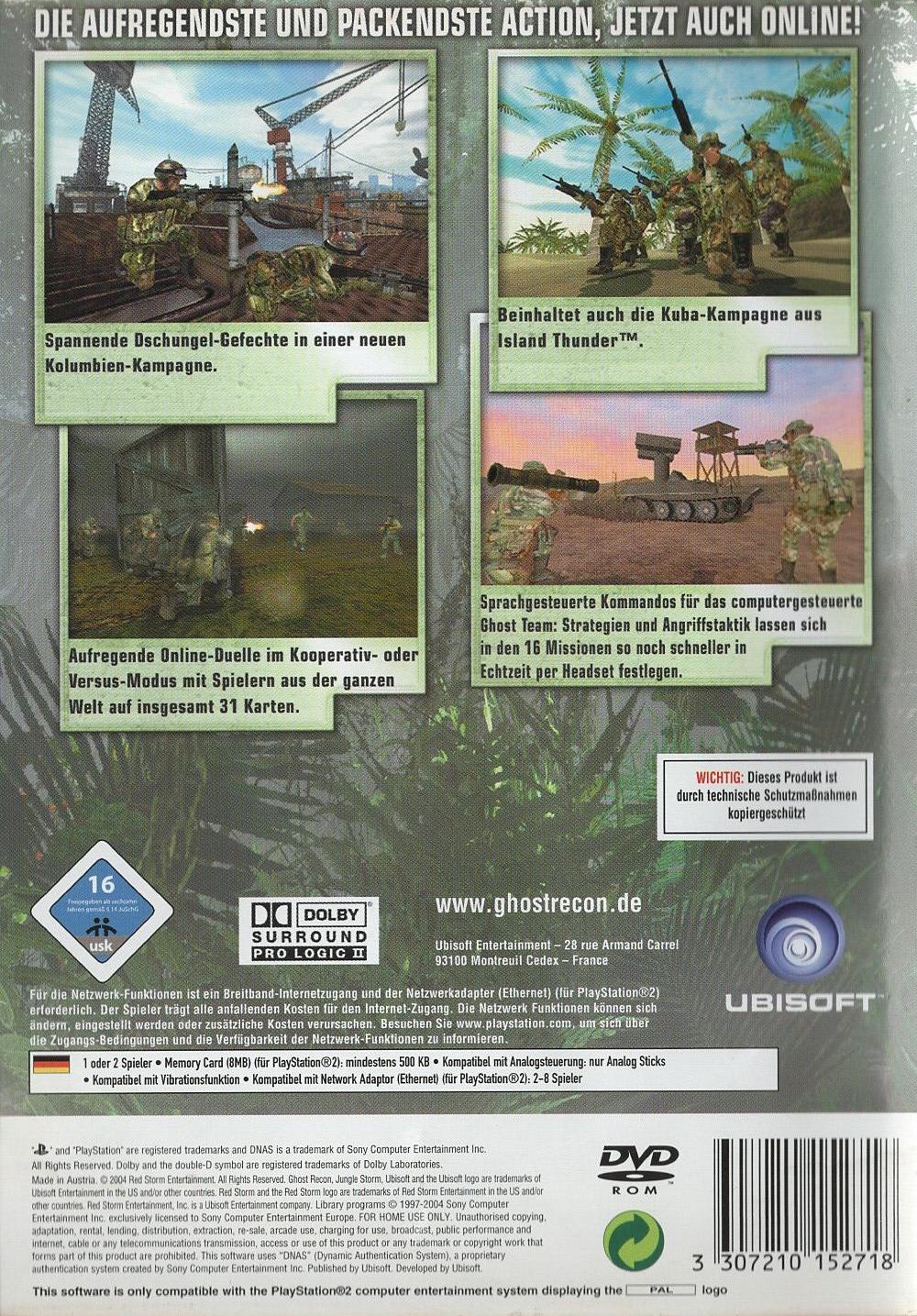 Tom Clancy's Ghost Recon: Jungle Storm - PlayStation 2 Rückseite