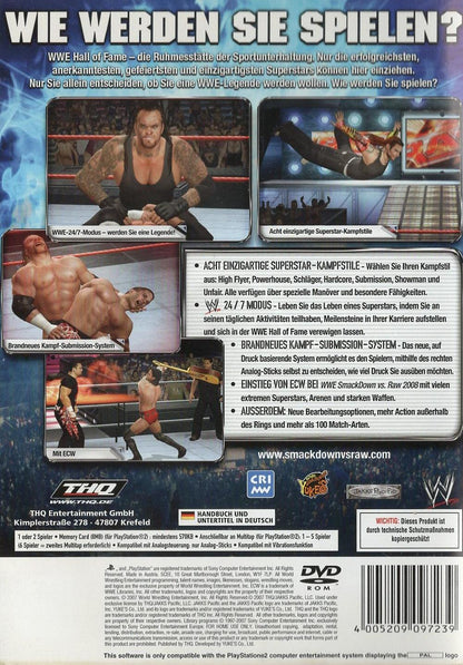SmackDown vs. Raw 2008 - PlayStation 2 Rückseite