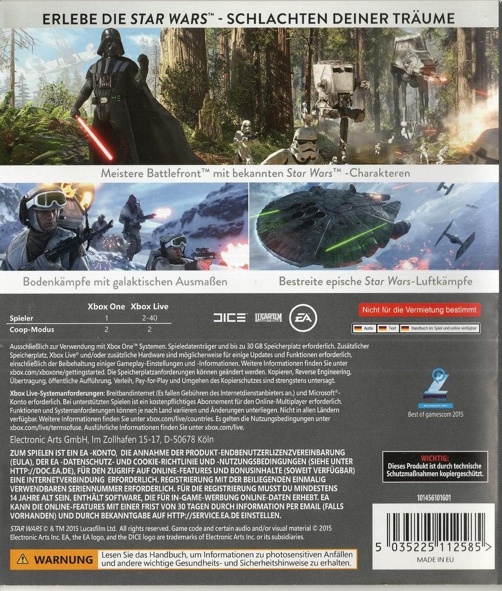 Star Wars Battlefront - Xbox One Rückseite