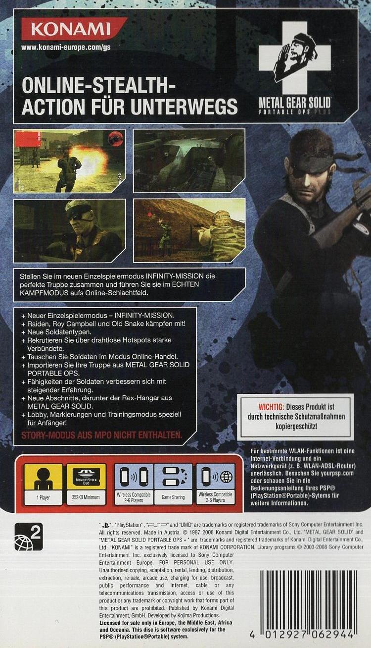 Metal Gear Solid: Portable Ops Plus - PlayStation Portable Rückseite