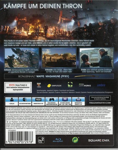Final Fantasy XV - PlayStation 4 Rückseite