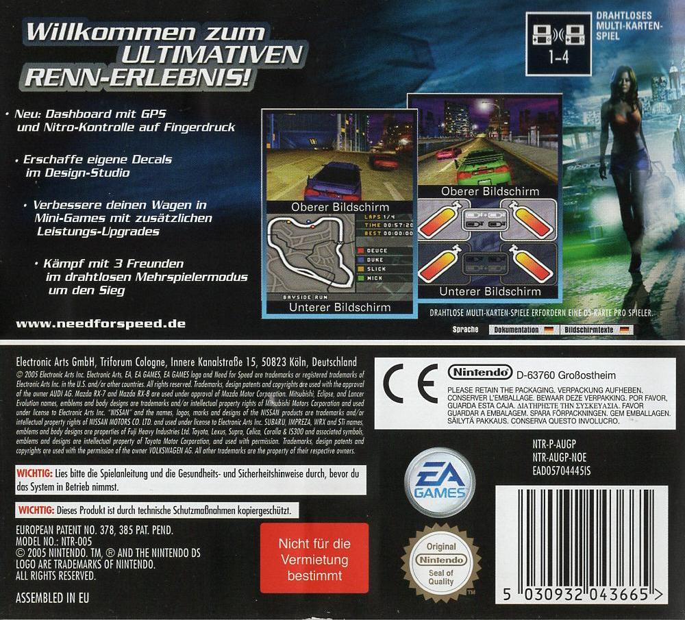 Need for Speed Underground 2 - Nintendo DS Rückseite
