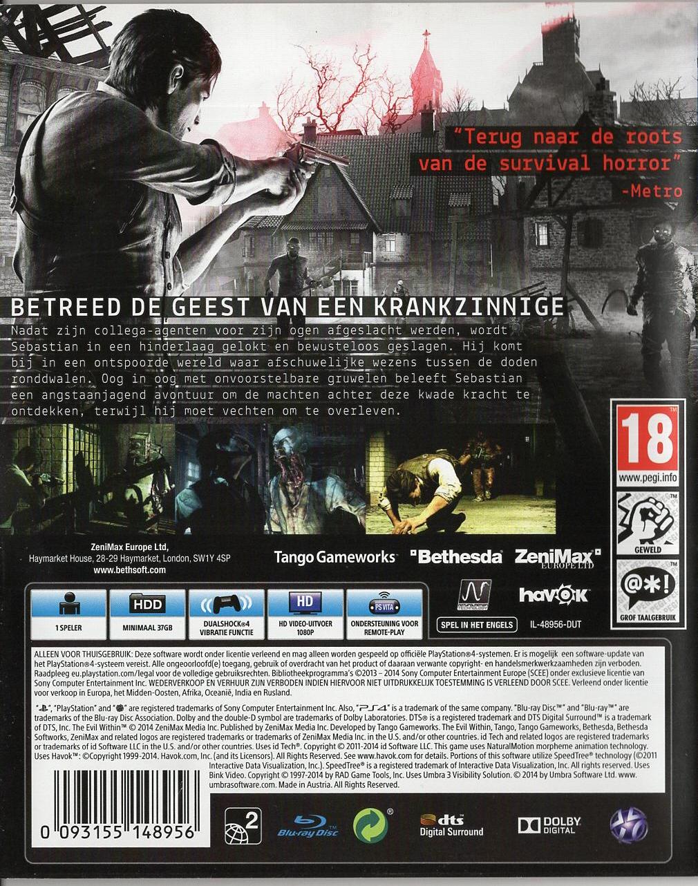 The Evil Within - PlayStation 4 Rückseite