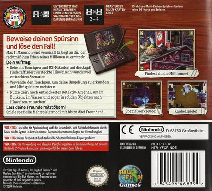 Mystery Case Files: MillionHeir - Nintendo DS Rückseite