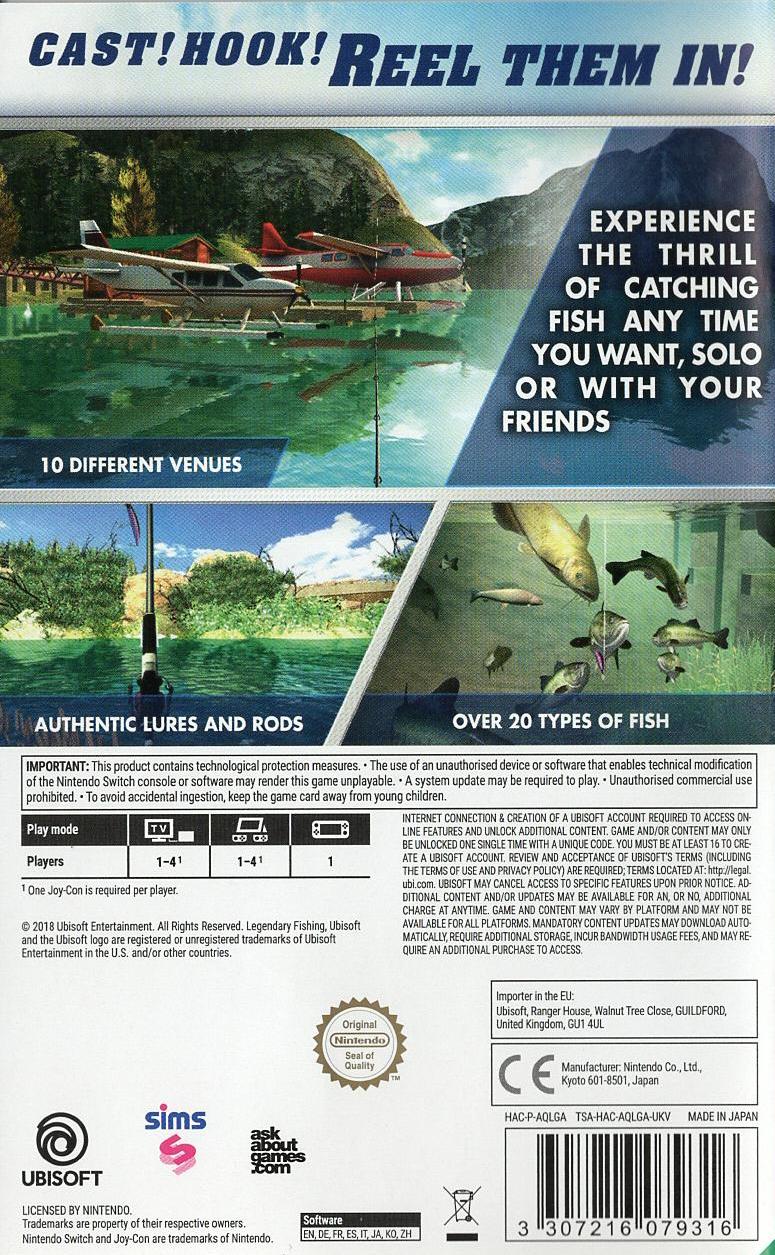 Legendary Fishing - Nintendo Switch Rückseite