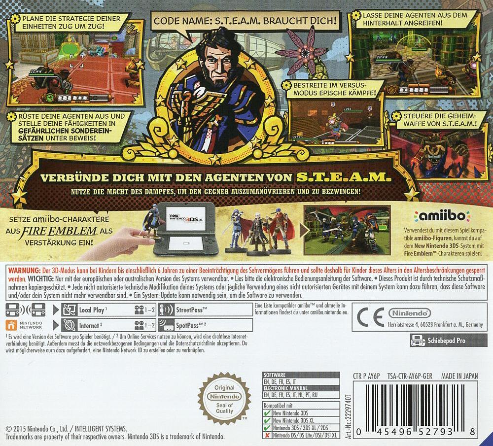 Code Name: S.T.E.A.M. - Nintendo 3DS Rückseite