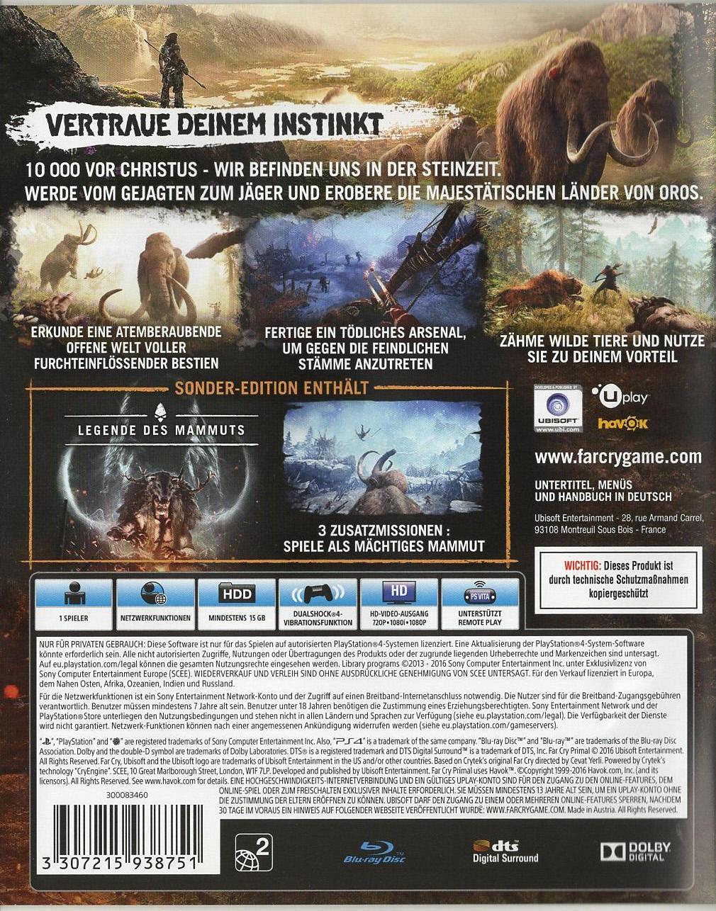 Far Cry Primal - PlayStation 4 Rückseite