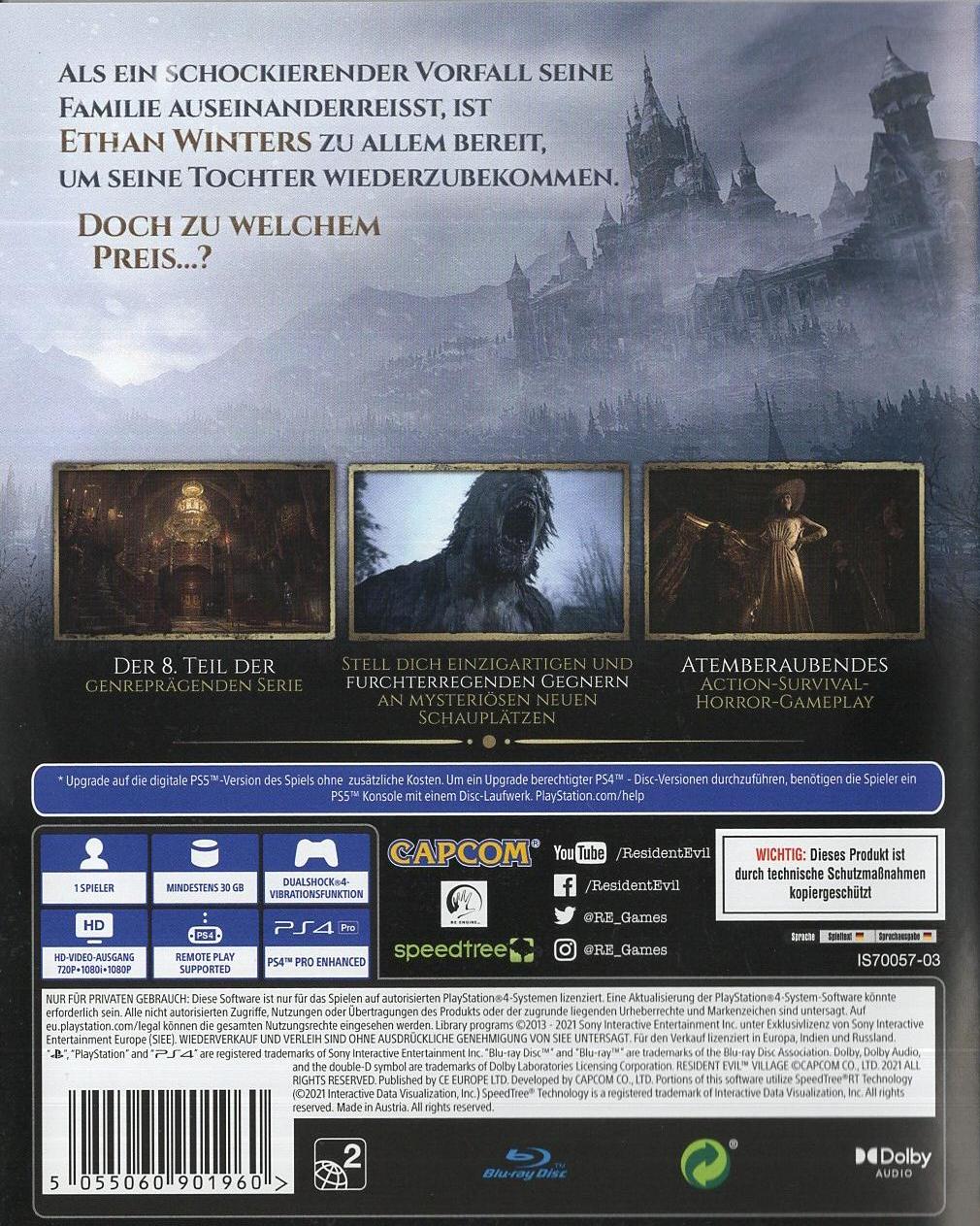 Resident Evil Village - PlayStation 4 Rückseite