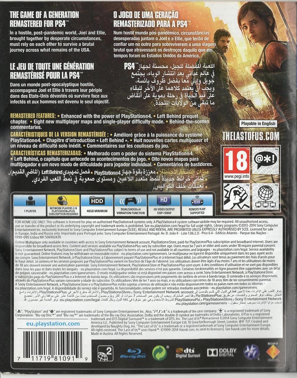 The Last of Us Remastered - PlayStation 4 Rückseite