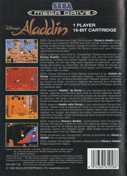 Disney's Aladdin - Sega Mega Drive Rückseite