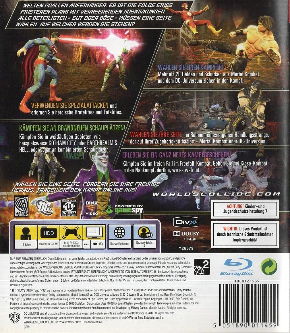 Mortal Kombat vs DC Universe - PlayStation 3 Rückseite