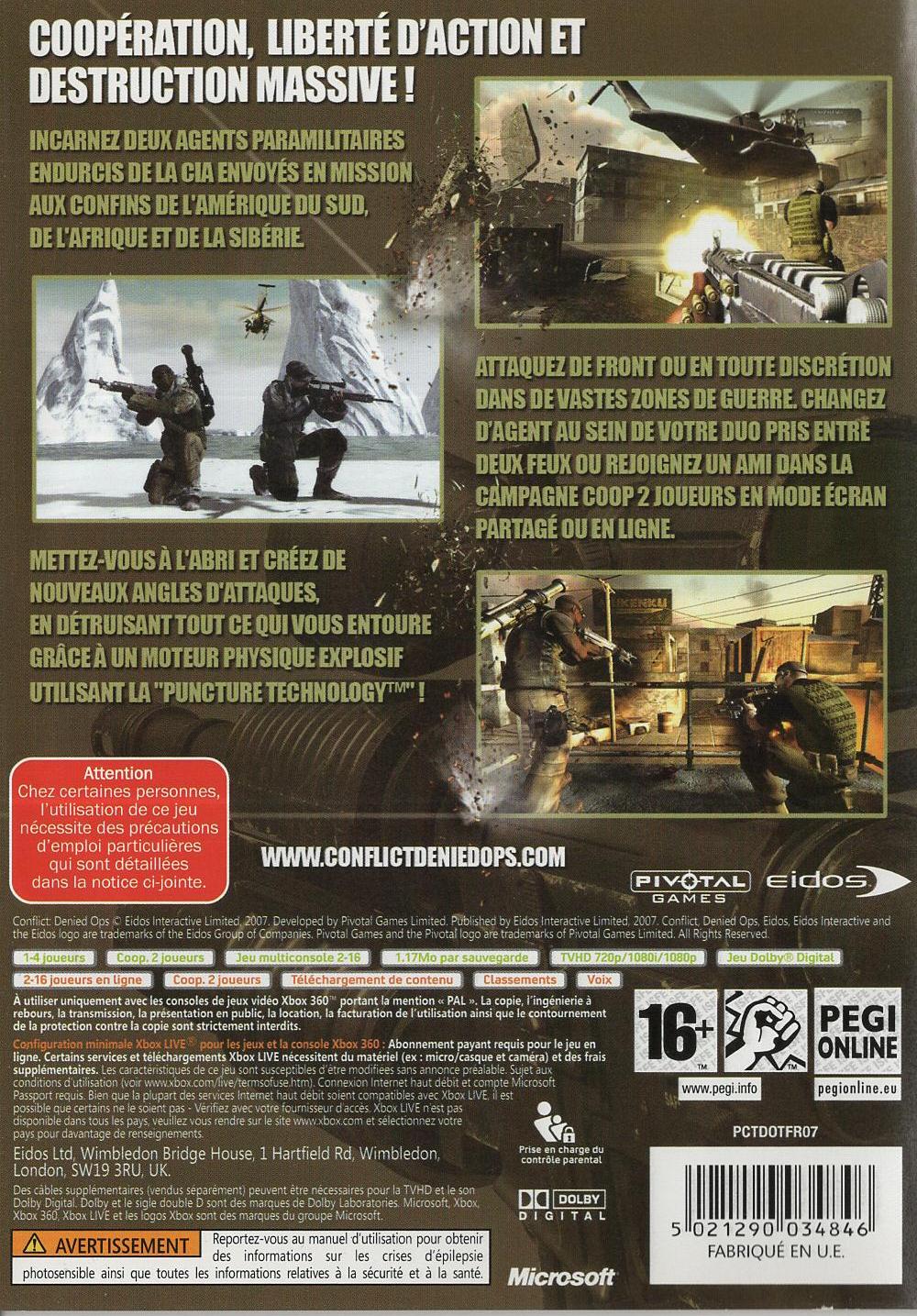 Conflict: Denied Ops - Xbox 360 Rückseite