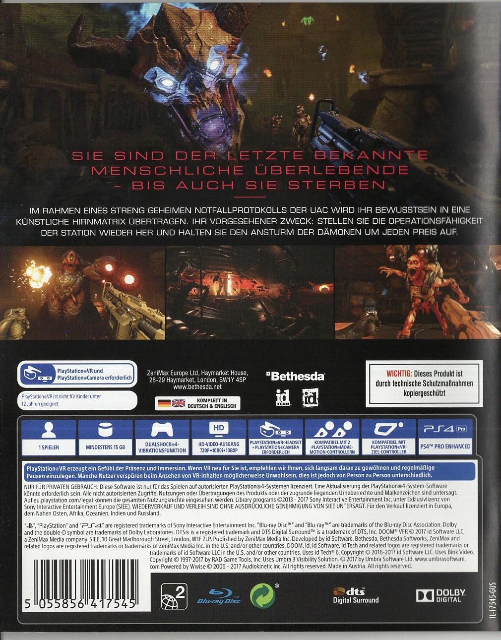 DOOM VFR - PlayStation 4 Rückseite