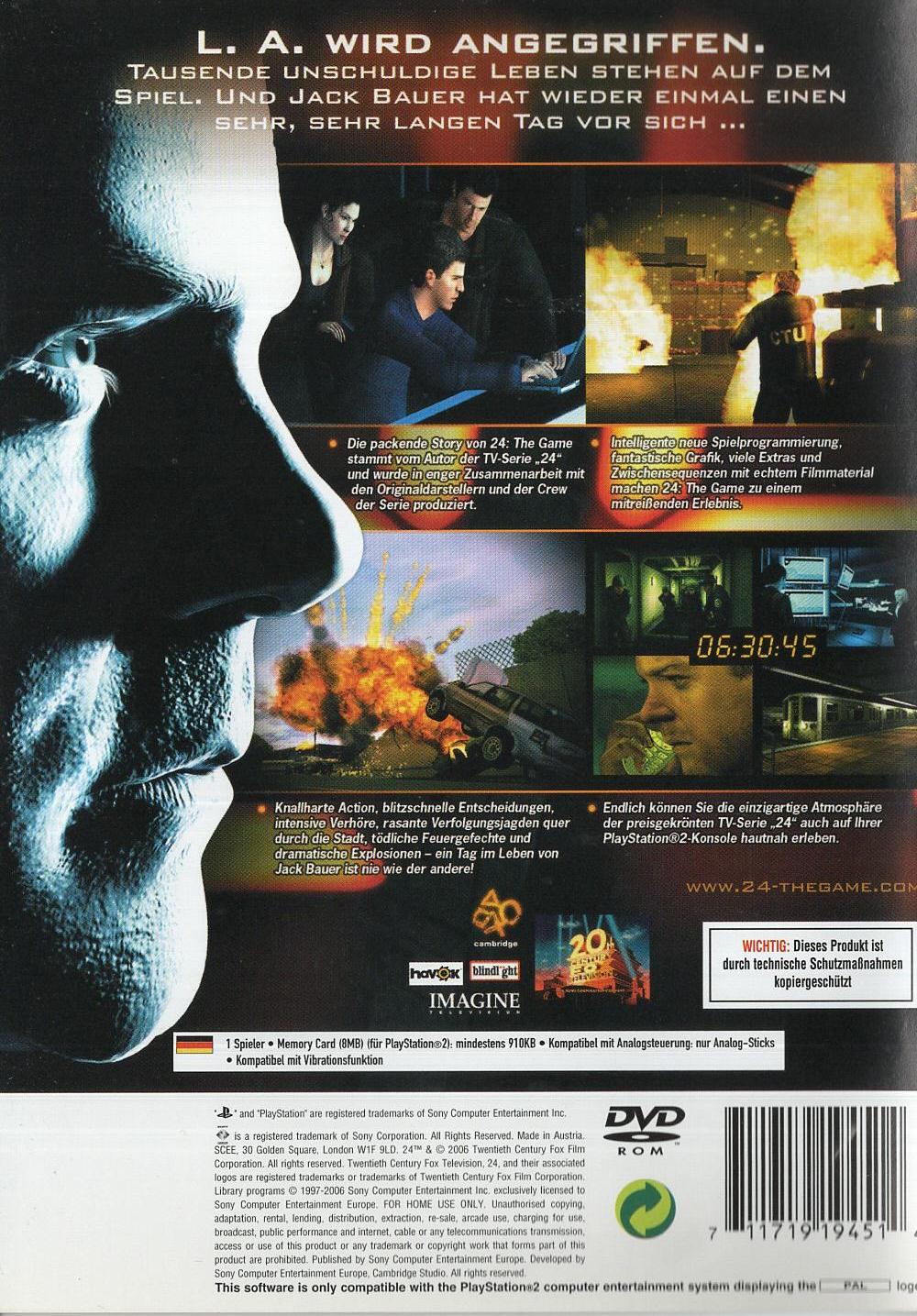 24: The Game - PlayStation 2 Rückseite