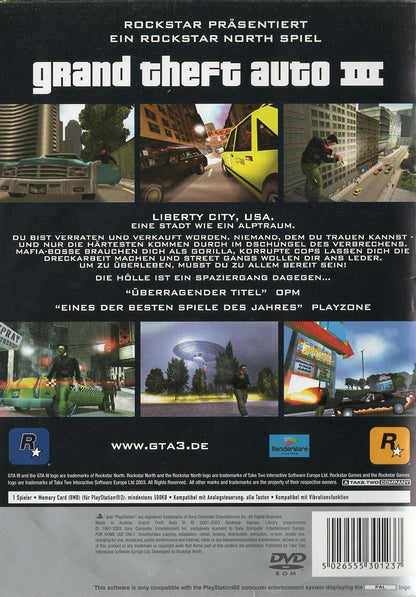 Grand Theft Auto III - PlayStation 2 Rückseite