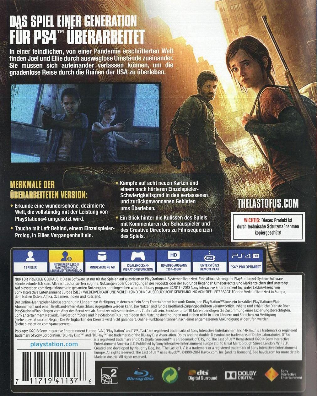 The Last of Us Remastered - PlayStation 4 Rückseite