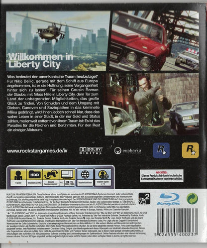 Grand Theft Auto IV - PlayStation 3 Rückseite