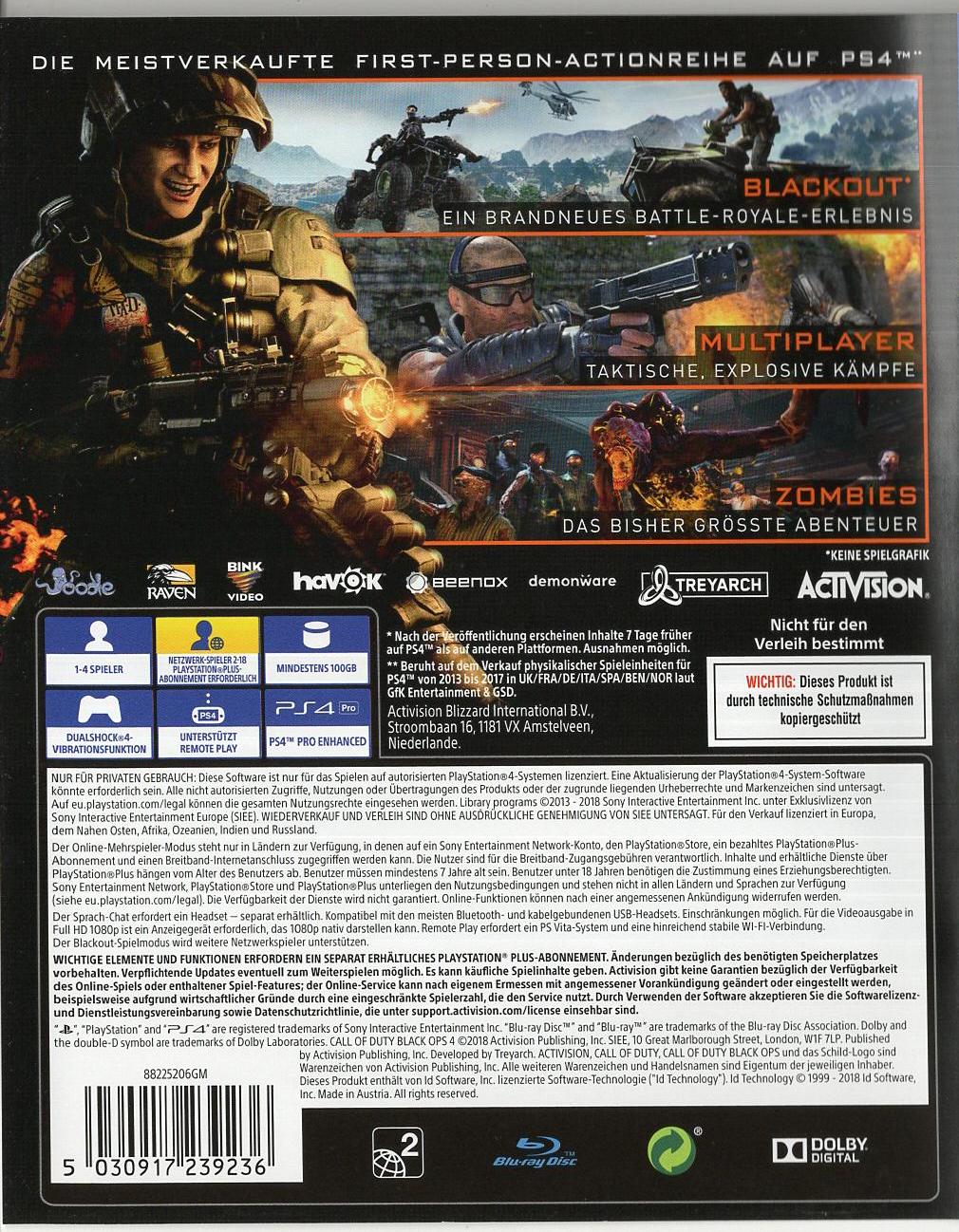 Call of Duty: Black Ops 4 - PlayStation 4 Rückseite