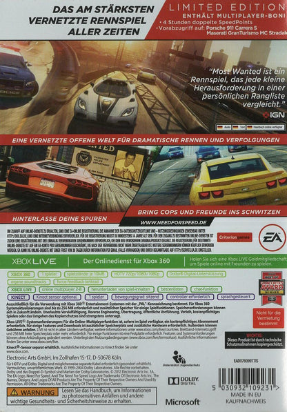 Need for Speed: Most Wanted - Xbox 360 Rückseite