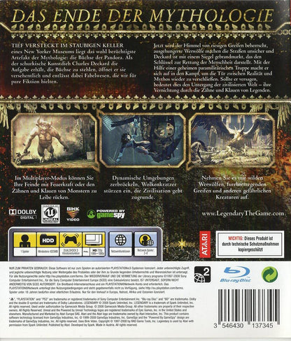 Legendary - PlayStation 3 Rückseite