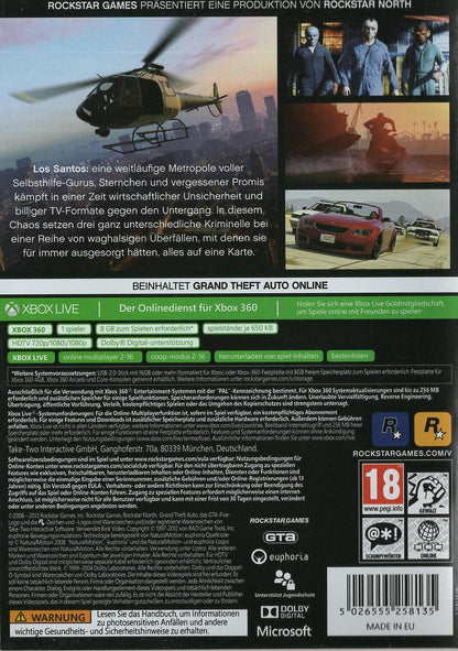Grand Theft Auto V - Xbox 360 Rückseite