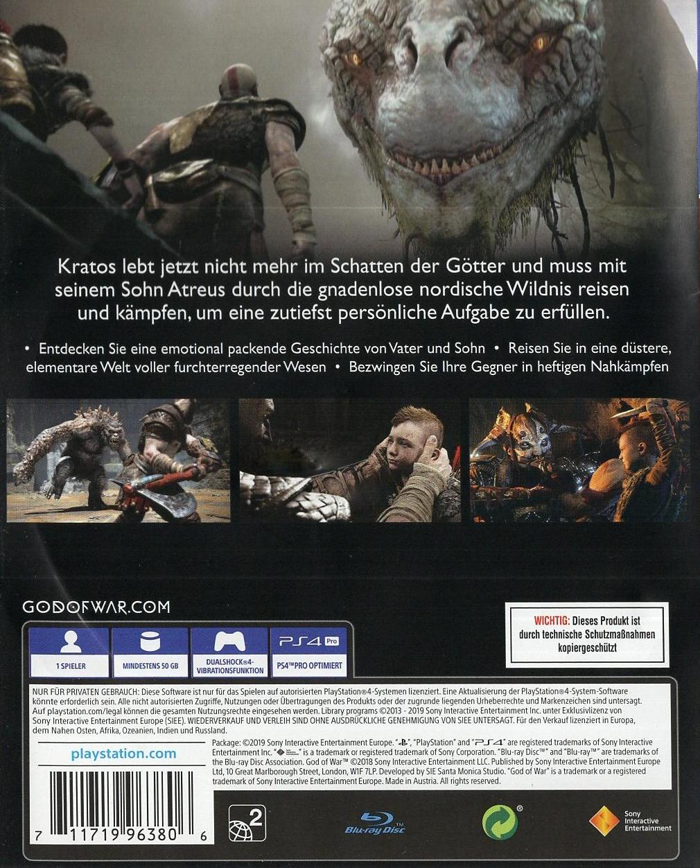 God of War - PlayStation 4 Rückseite
