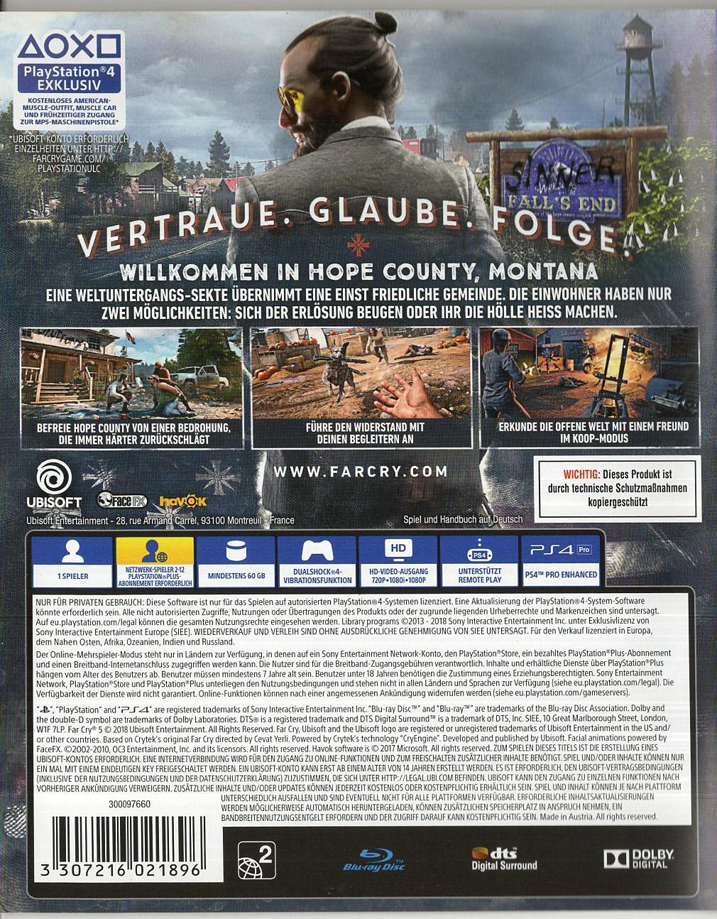 Far Cry 5 - PlayStation 4 Rückseite
