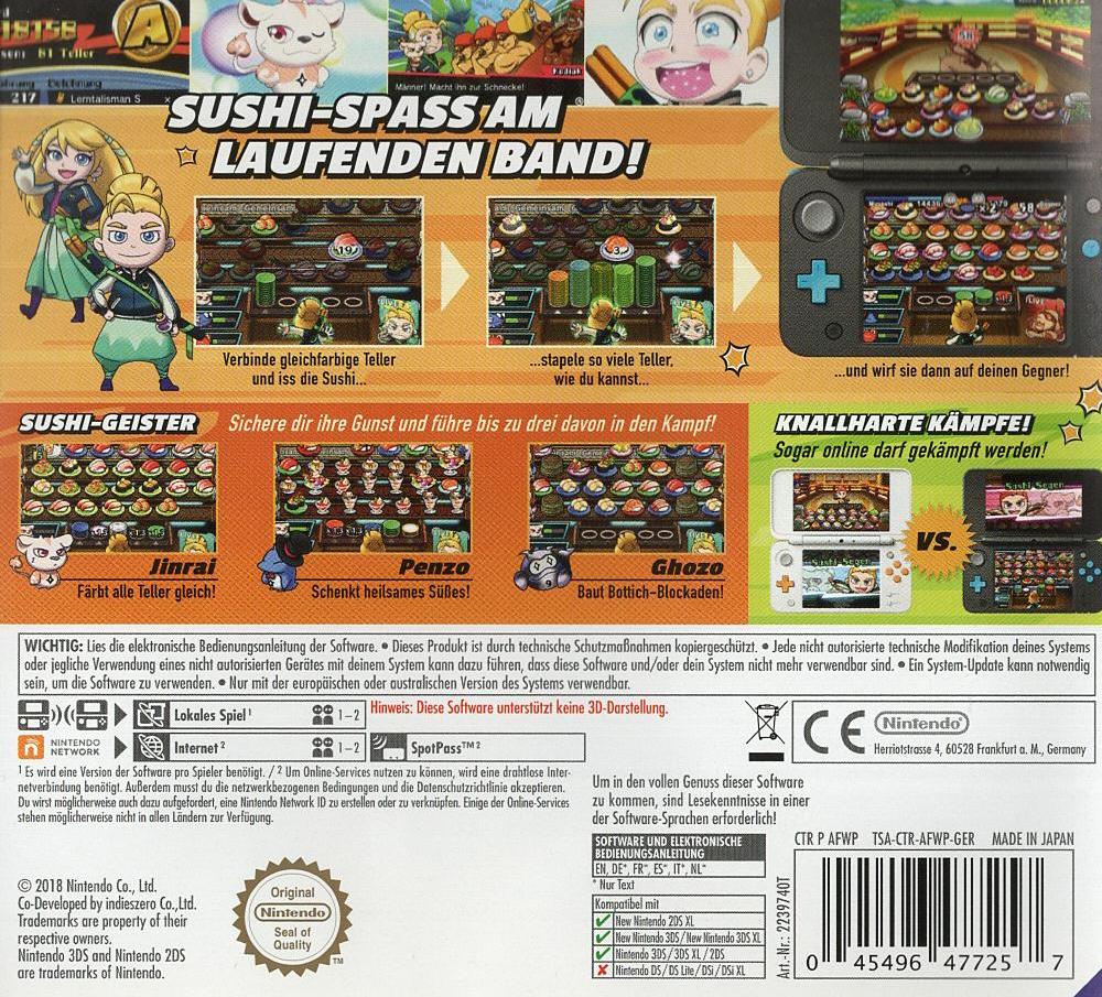 Sushi Striker: The Way of Sushido - Nintendo 3DS Rückseite