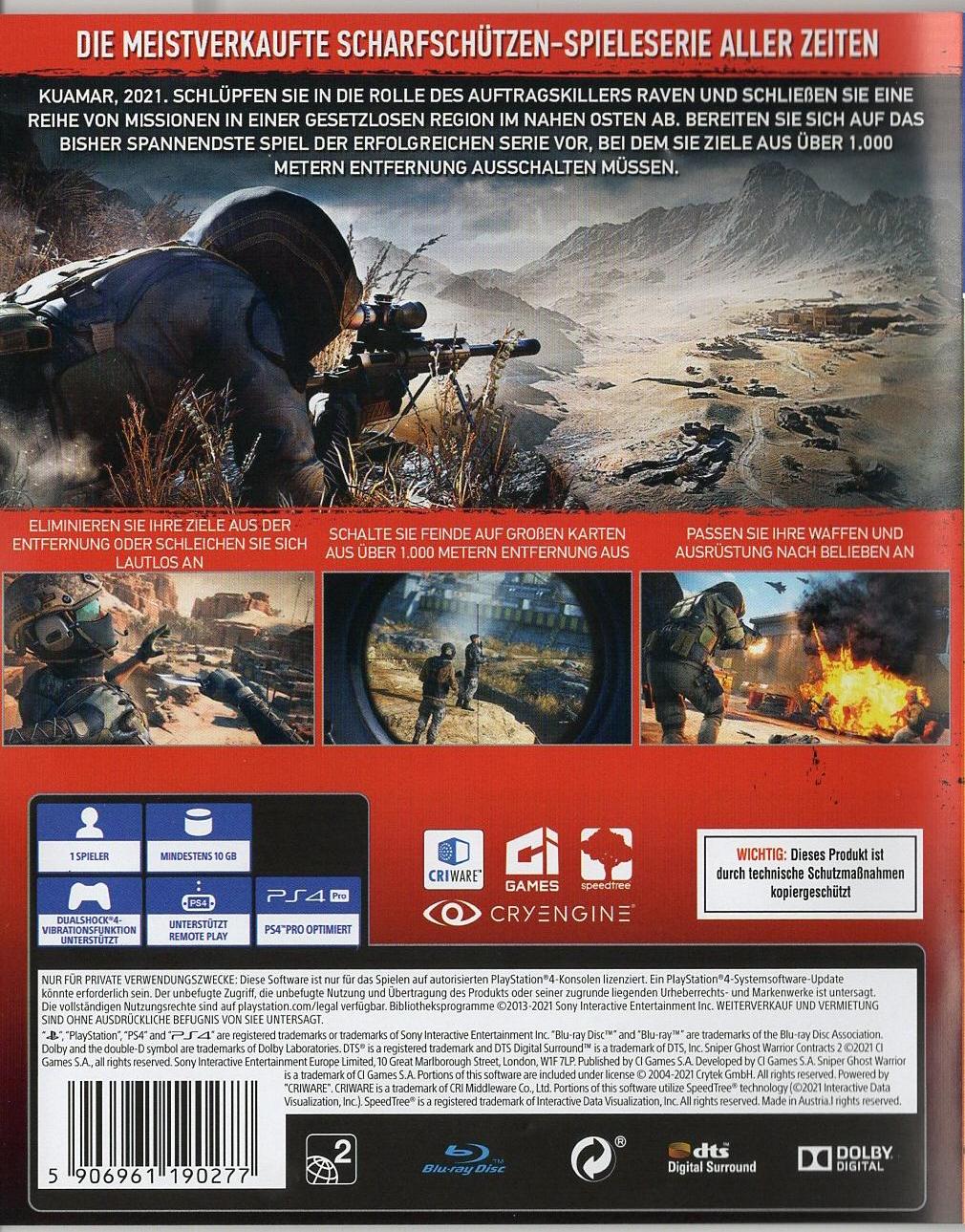 Sniper Ghost Warrior Contracts 2 - PlayStation 4 Rückseite