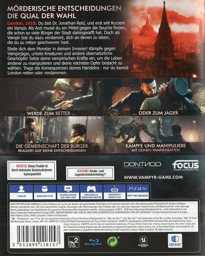 Vampyr - PlayStation 4 Rückseite