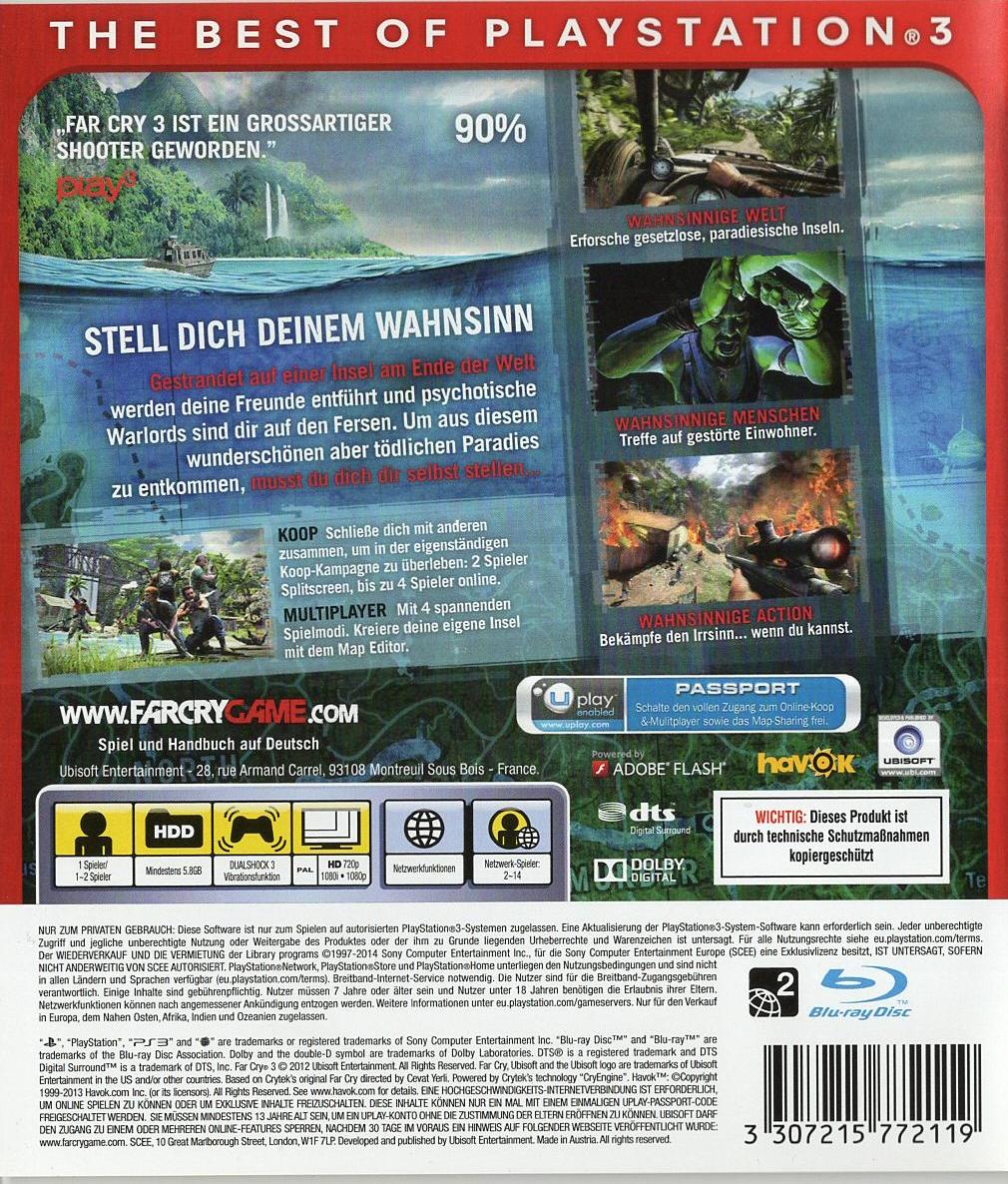 Far Cry 3 - PlayStation 3 Rückseite