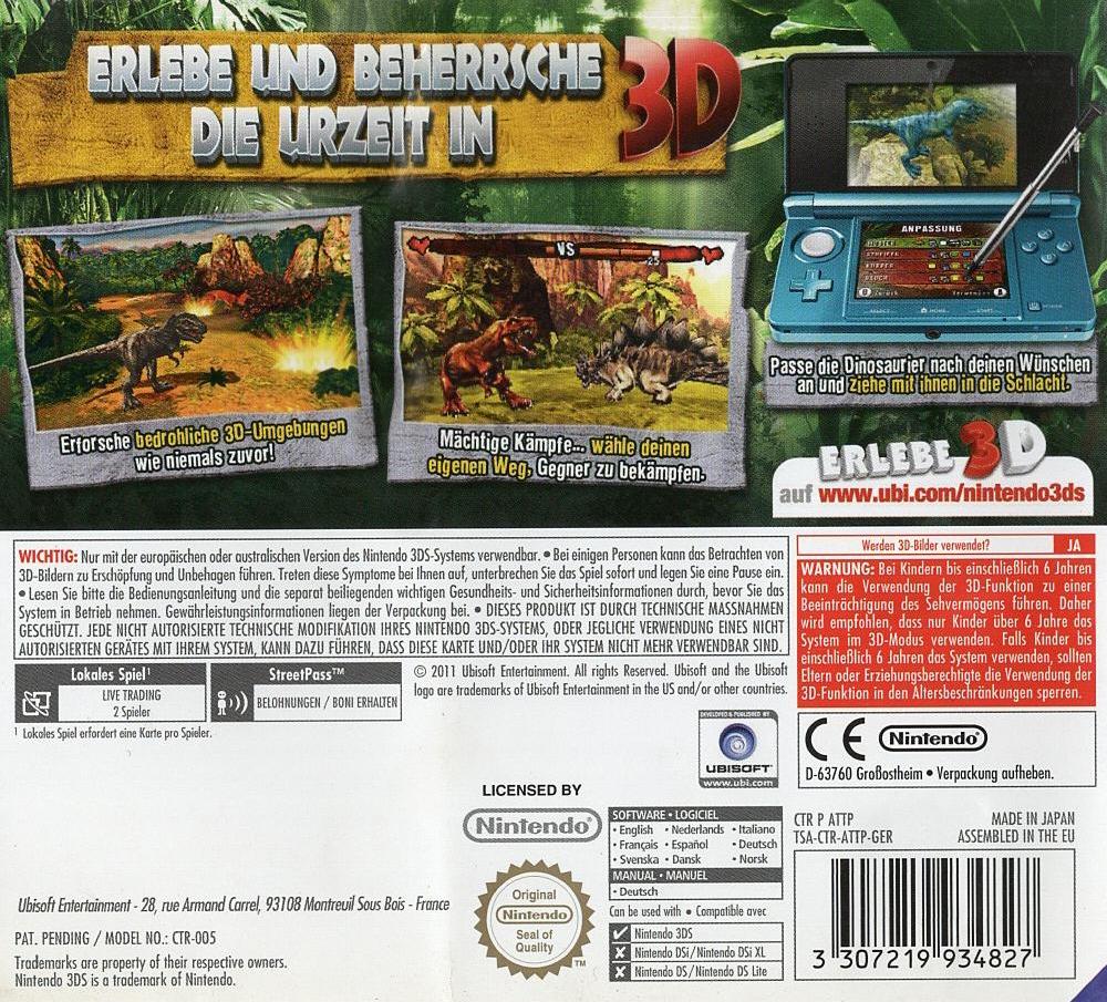 Kampf der Giganten: Dinosaurier 3D - Nintendo 3DS Rückseite