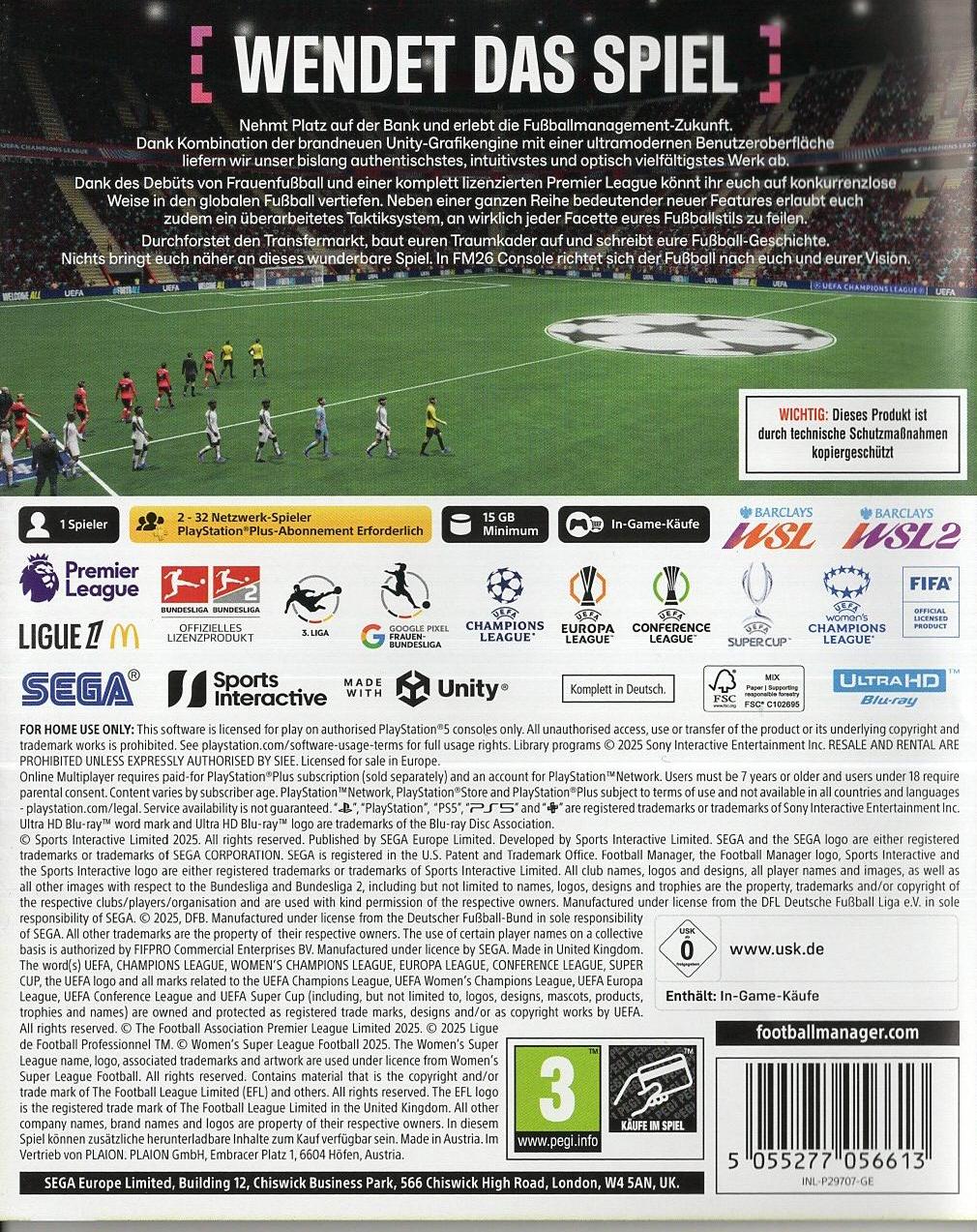 Football Manager 26 Console - PlayStation 5 Rückseite