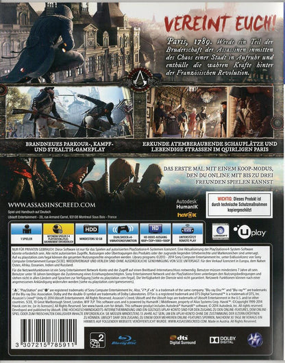 Assassin's Creed Unity - PlayStation 4 Rückseite