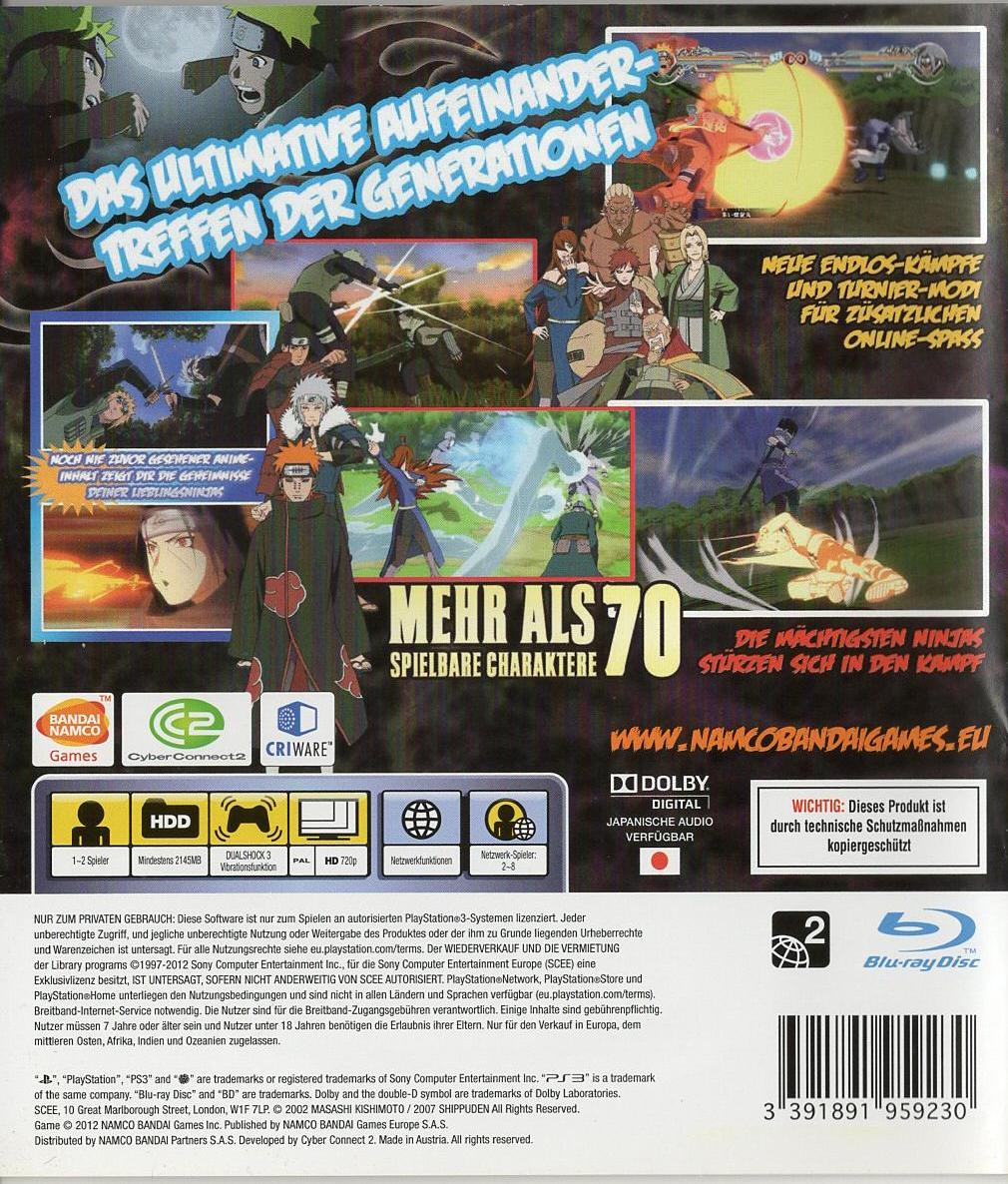 Naruto Shippuden: Ultimate Ninja Storm Generations - PlayStation 3 Rückseite